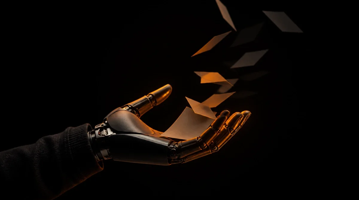 An open robot hand lets task cards rise